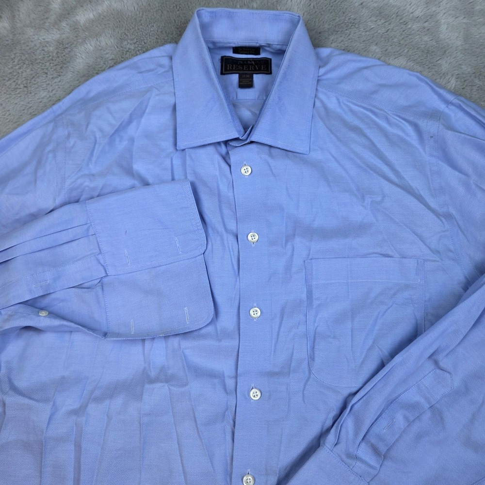 Jos. A. Bank Dress Shirt Mens 17 36 Tailored Fit Egyptian Cotton Blue L/S Shirt